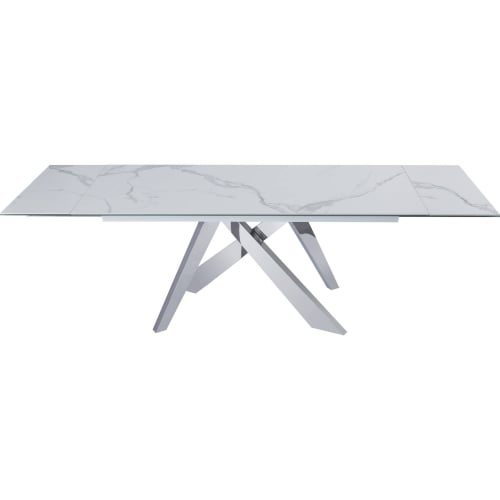 Carrara 71" Extension Dining Table in White Ceramic & Steel